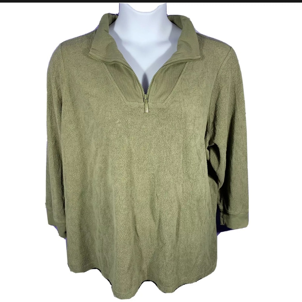 D&Co Active Faux Sherpa Pullover Sweater Womens Plus 1/4 Zip